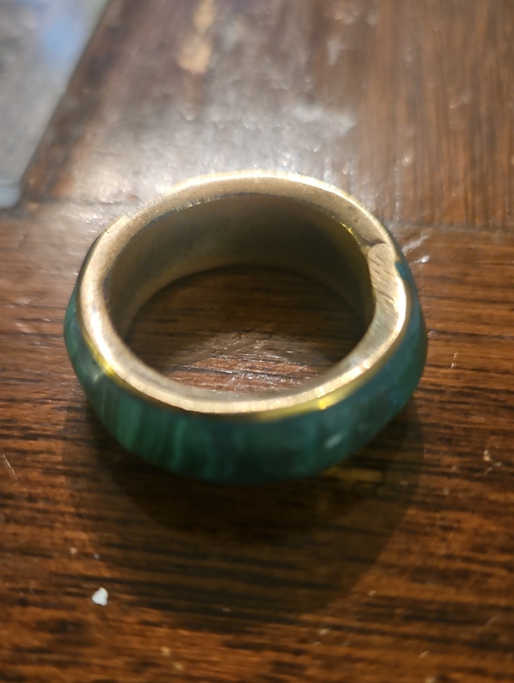Brass And Malachite Ring - 10